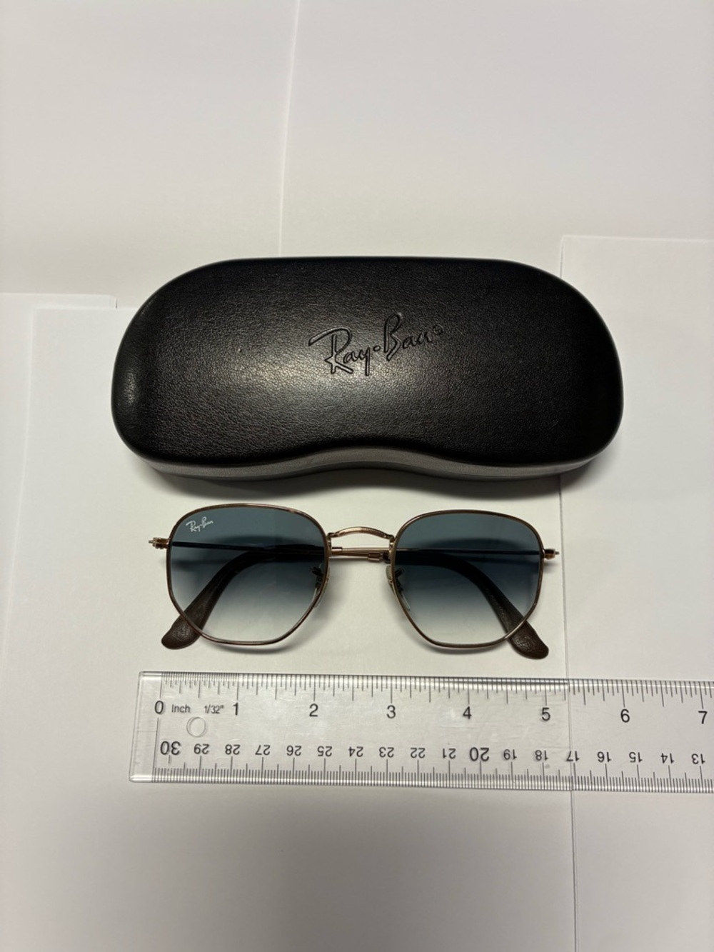 Ray-Ban Gold Frame Sunglasses with Blue Gradient Lenses